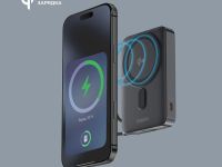 Внешний аккумулятор Deppa NRG Qi2 MagSafe 10000mAh 15W/LED-дисплей, подставка (33701) (серый)