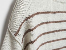 Укороченный джемпер в полоску, Бежевый