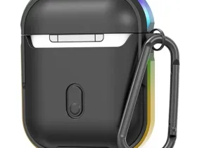 Чехол WiWU Defense Armor для AirPods 2 противоударный с карабином (черный/цветной бампер)