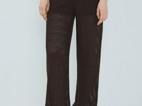 Широкие брюки из структурной ткани, Коричневый