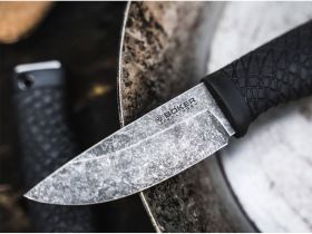 Нож с фиксированным клинком Boker Bronco Mini, сталь 80CrV2, рукоять TPE, черный
