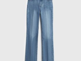 Расклёшенные джинсы с высокой посадкой, Синий