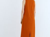 Платье А-силуэта из смесового льна, Оранжевый