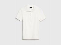 Поло в рубчик с коротким рукавом, Белый