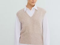 Укороченный вязаный жилет, Бежевый