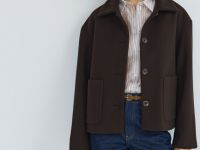 Куртка из пальтовой ткани, Коричневый