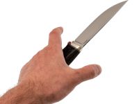 Нож Клык, сталь M398, рукоять карельская береза, темная