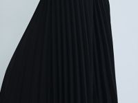 Плиссированная юбка миди A-силуэта, Черный