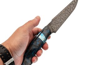 Авторский нож Затерянный мир, сталь мозаичный дамаск, подарочная шкатулка