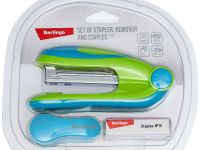 Набор Berlingo "Fuze" степлер №10 до 15 л., зеленый; антистеплер; скобы №10; блистер