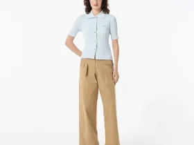 Женский лёгкий свитер Lacoste с коротким рукавом и воротником-поло