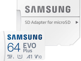 Карта памяти Samsung MicroSDXC 64Гб EVO Plus CL10 с адаптером белый