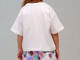 Комплект трикотажный для девочек: фуфайка (футболка), шорты