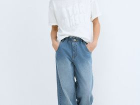 Широкие джинсы Wide leg для девочек, Синий