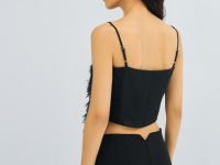 Топ с натуральными перьями, Черный