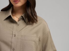 Рубашка объемного кроя со льном
