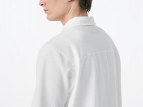 Трикотажная рубашка из фактурного полотна с коротким рукавом, Белый