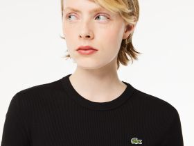 Женская футболка Lacoste приталенного кроя из хлопка в рубчик