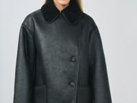 Дублёнка с искусственным мехом, Черный