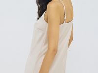 Платье-комбинация на тонких бретелях, Бежевый