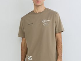 Футболка с принтом, Бежевый