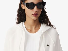 Женская флисовая толстовка Lacoste с капюшоном на молнии