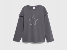 Лонгслив со стразами для девочек, Серый