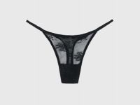 Трусы-стринги из кружевной сетки, Черный