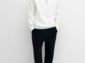 Толстовка с воротником-стойкой на молнии, Белый