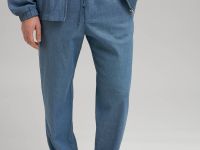 Брюки прямого кроя со льном