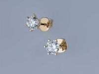 Пусеты из желтого золота с бриллиантами э0301пс08210874