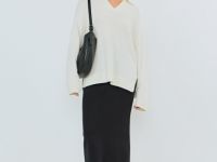 Вязаная юбка миди, Черный