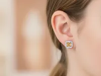 Пусеты из серебра с цитринами э0673пс04250361