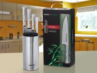 Набор из 4 ножей и подставки Samura Bamboo в подарочной коробке SBA-5, сталь AUS-8, рукоять нержавеющая сталь