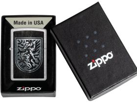 Зажигалка ZIPPO Dragon Design с покрытием Street Chrome, латунь/сталь, серебристая