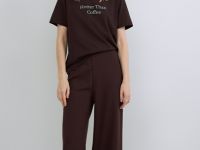 Широкие брюки из трикотажа, Коричневый