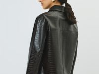 Куртка из искусственной кожи с тиснением под крокодила, Коричневый