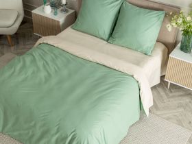 Постельное белье Smoke green & Cream