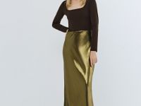 Боди с длинным рукавом, Коричневый