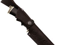 Нож Егерь, дамасская сталь, литье, гравировка, рукоять граб