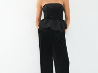 Бархатный топ с баской, Черный