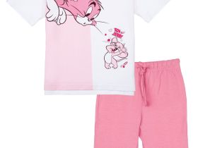 Комплект трикотажный для девочек: фуфайка (футболка), бриджи