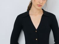 Вязаное платье мини, Черный