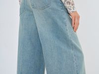 Широкие джинсы с поясом, Голубой