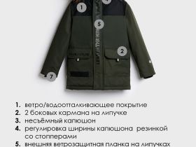 Куртка текстильная с полиуретановым покрытием для мальчиков (парка)