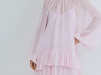 Платье мини с рюшами, Розовый