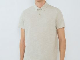Поло из текстурированной ткани, Бежевый