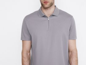Поло из технологичной ткани с молнией, Серый
