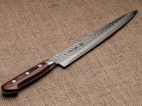 Нож Слайсер (для тонкой нарезки) 240 мм, Sakai Takayuki, сталь VG-10 Damascus 17 слоев, рукоять махагон