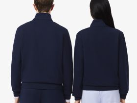 Хлопковая толстовка Lacoste унисекс с воротником-стойкой